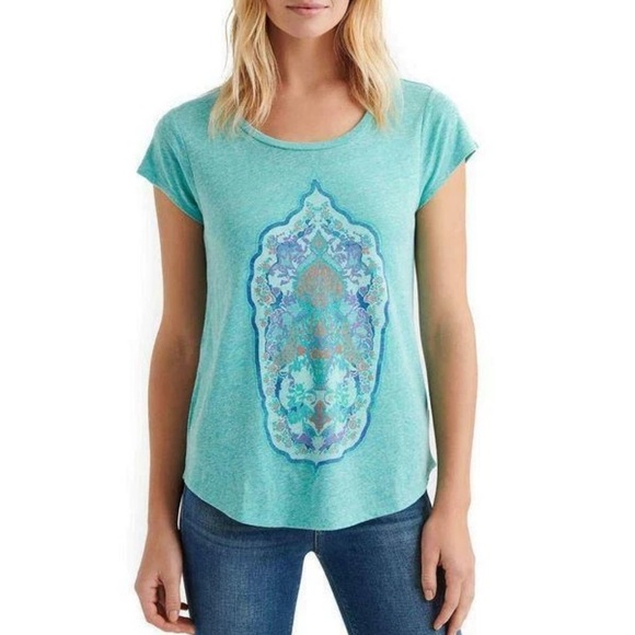 Lucky Brand Tops - Lucky Brand Women’s Teal Graphic Tee- Size Extra Small